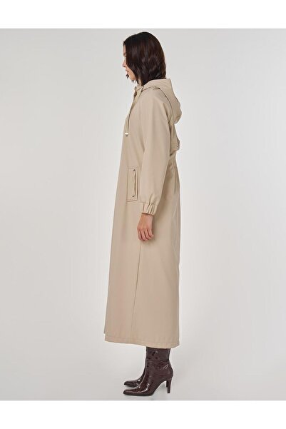 Kayra Stand Collar Overcoat Beige