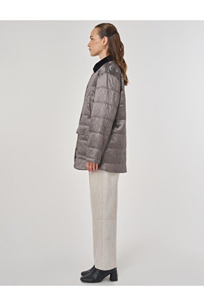 Kayra Μπουφάν με βελούδινο λαιμόκοψη Ασημί