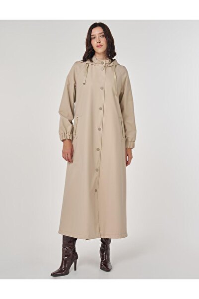 Kayra Stand Collar Overcoat Beige