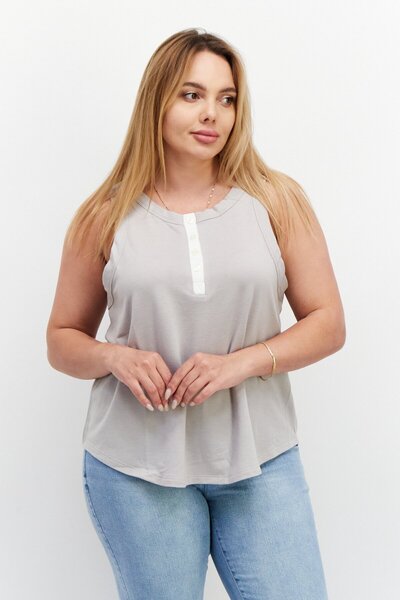 Refinery29 Women Crew Neck Sleeveless Plain Tank Top, Taupe