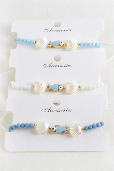 Eco Lounge Fish Oyster Pearl Crystal Macrame Rope Bracelet