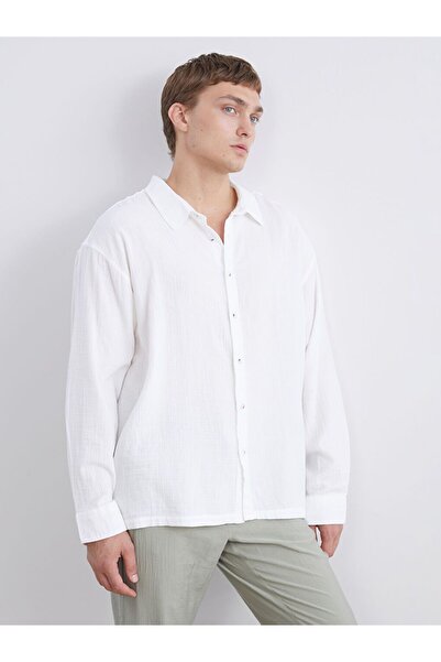 LC Waikiki Lcw Vision Large Size Comfortable Fit Long Sleeve Muslin Men's Shirt