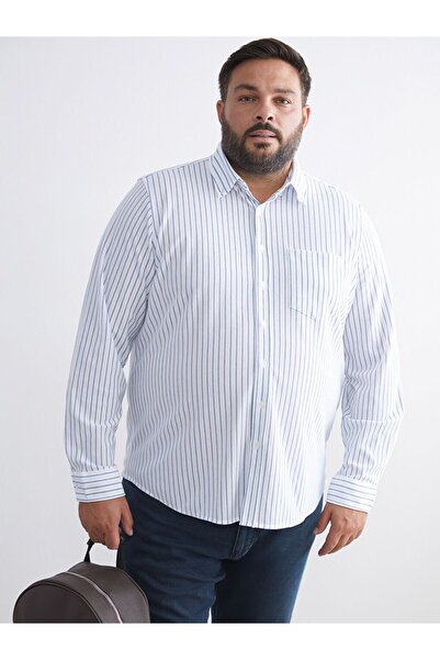 LC Waikiki قميص رجالي كلاسيكي كبير الحجم بأكمام طويلة ومخطط من LCWAIKIKI