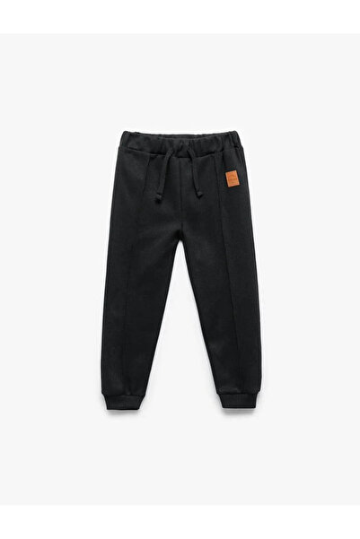 Koton Basic Black Boys' Sweatpants with Pockets and Lace-Up Waist 6Wkb40036Tk