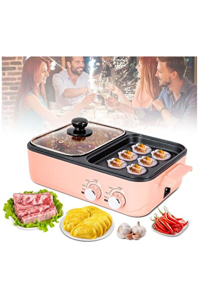 Hope وعاء كهربائي ساخن وشواية شواء 2 في 1 - وعاء تحميص شابو غير لاصق مع درجة ...