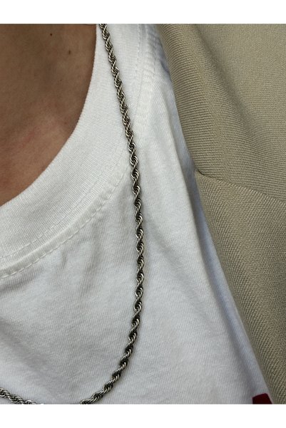 DeNors Unisex Silver Twisted Chain Necklace