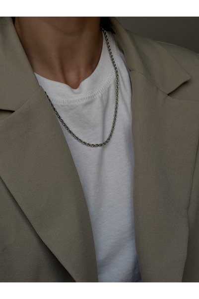 DeNors Unisex Silver Twisted Chain Necklace