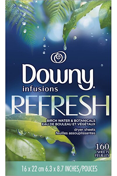 downy Infusions Fabric Softener Dryer Sheets, Refresh, Birch Water & Botanicals, 160 count