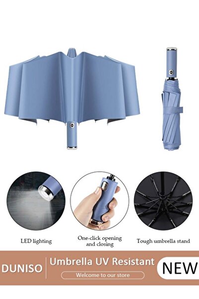 fun zone DUNISO Portable Windproof Folding Travel Umbrella with LED Flashligh...