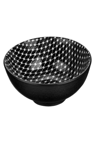 SHOPIENS Porcelain Round Bowl, Black, 0.13 L, Polka Dot, Ø 9.5 cm