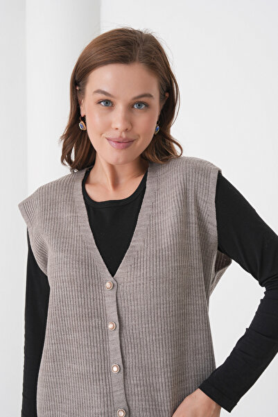 New Lamierra Mother Women's Knitwear Ribbed Wool Vest