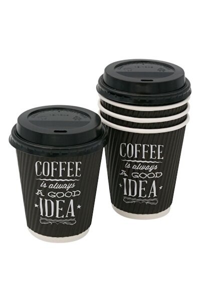 SHOPIENS Paper Cups, Set of 10, 360ml, Black, MYONNA
