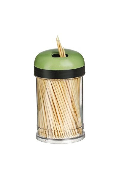 SHOPIENS Toothpick Containers Set, 2 pcs, Bamboo Toothpicks, Purple and Green Lids, Ø4cm x H7cm