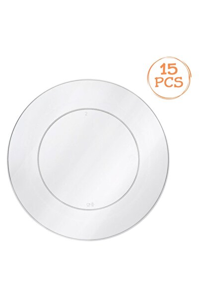 SHOPIENS Farfurii plate transparente, set de 15, plastic reutilizabil, 18 cm
