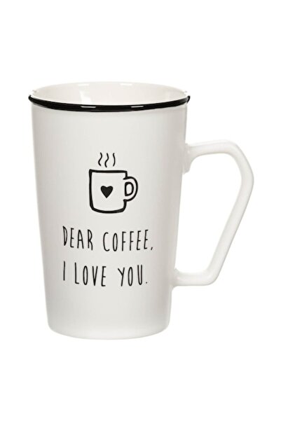 SHOPIENS New Bone Mug, Matte White with Black Handle - 400 ml