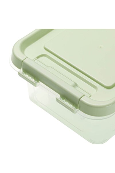SHOPIENS Transparent Food Container with Green Lid, 0.5L