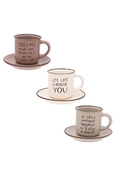 SHOPIENS Multicolor Ceramic Mug Set, 130 ml, 3 Pieces