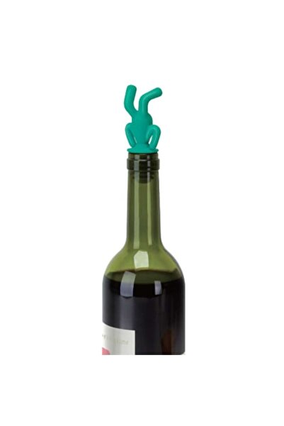 SHOPIENS Wine Bottle Stopper 'Little Man', Soft Plastic, Marine Green, 9 cm
