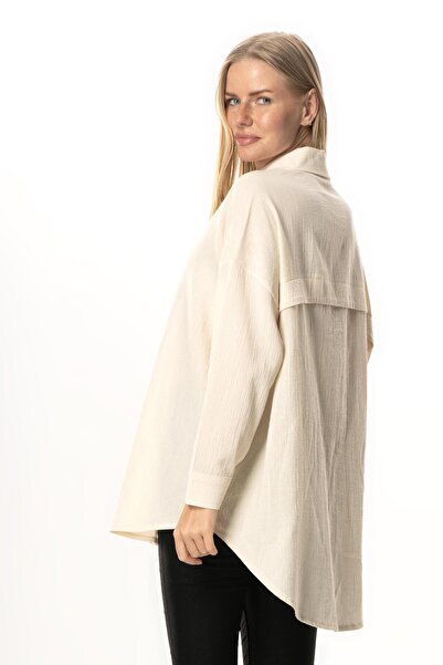 Eliş Şile Bezi Довгий рукав, шовкова тканина, літня сорочка, кремовий колір