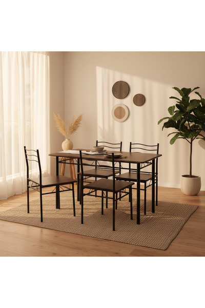 Living طاولة طعام أنيقة مع 4 كراسي أنيقة