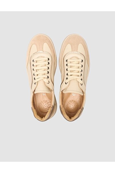 Cabani 100% Genuine Leather Suede Mixed Beige Women's Shoes