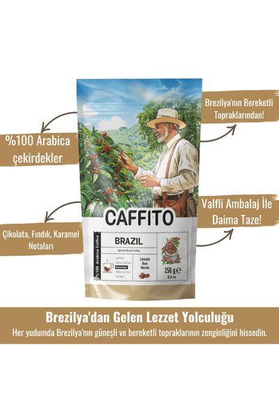 Beta Caffito Caffito Brezilya Fine Cup Santos - Yöresel Çekirdek Kahve 250 g