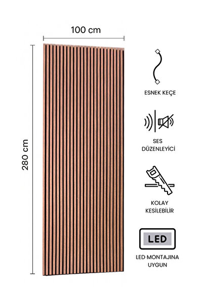 DEKORYAP Akustik Duvar Paneli Masif 100 x 280 CM 400 GR Keçe