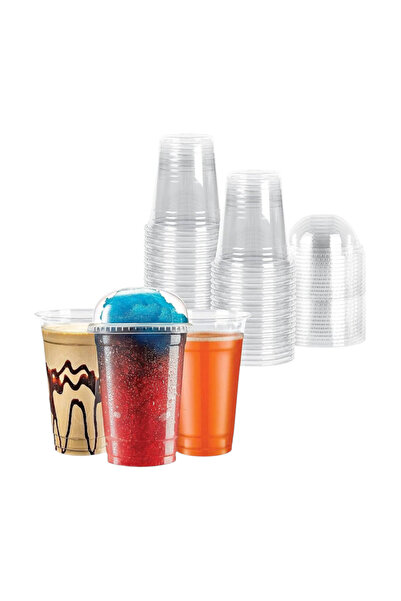 Generic Clear Juice Cups with Lid, 14 oz. (50 Pack)