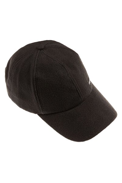 SHOPIENS Men's Fleece Cap with 'Sports' Metal Badge, Size 59, Black