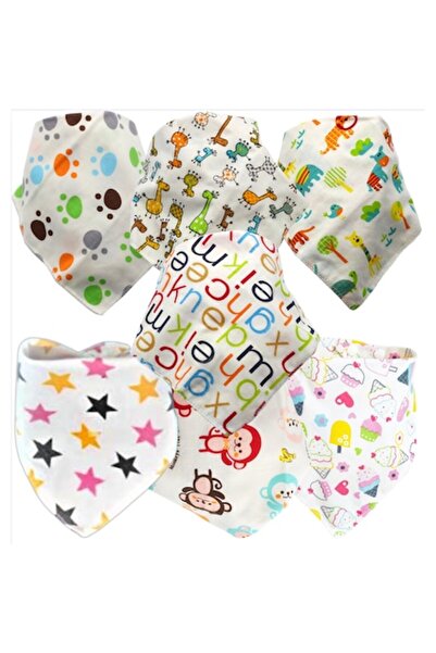 OEM Set de 7 bavete triunghi din bumbac, VERSAGO, tip eșarfă, pentru hrănirea bebelușilor - Multicolor