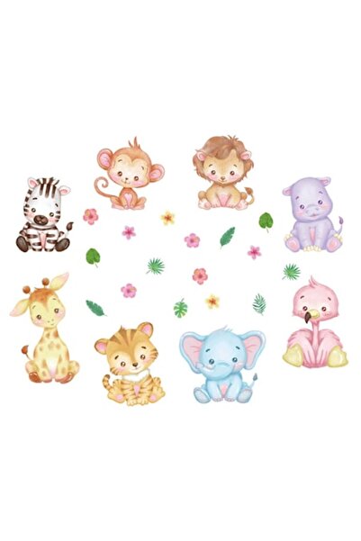OEM Pastel Decorative Wall Sticker for Children's Room - Jungle Animals, 70x9...