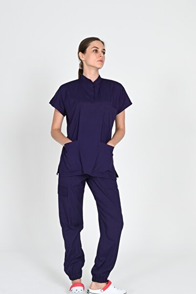 HEMİ طقم زي فاخر للممرضات والأطباء مكون من قماش قابل للتمدد قطع زي موحد للمستشفى باللون الأرجواني