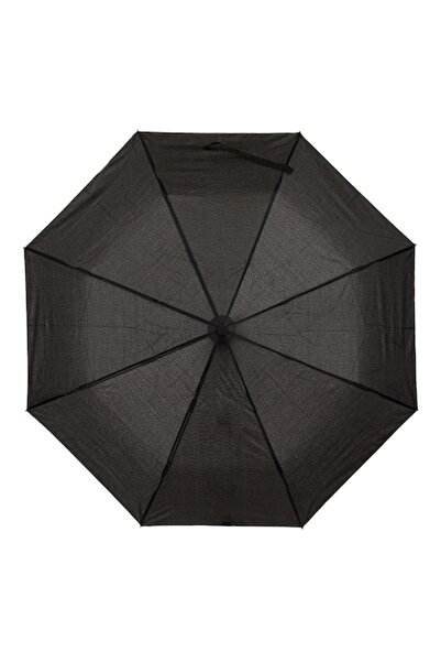 SHOPIENS Automatic Folding Umbrella, Wooden Handle, 36 cm, Black - MYONNA