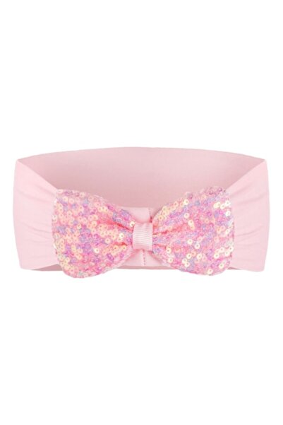 SHOPIENS Bentiță roz lată pentru fete cu fundă din paiete (poliester)