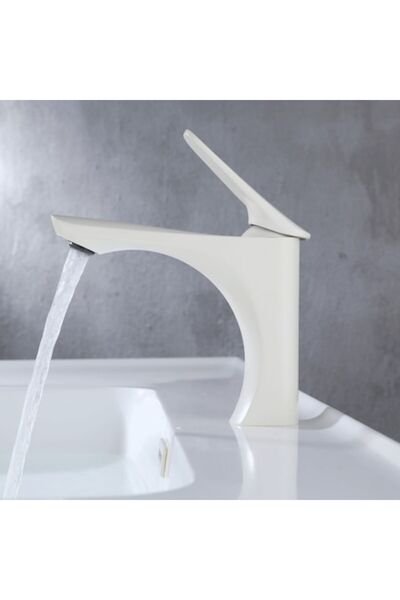 BiXXBi Matte White Basin Faucet, Silent Ceramic Cartridge, Neoperl Aerator, 170mm
