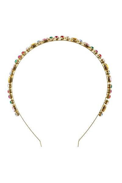 SHOPIENS Women's Gold Hair Crown with Multicolored Stones