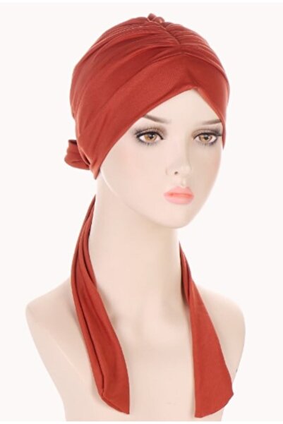VERSAGO Elegant turban hijab for women, polyester, universal size, terracotta color
