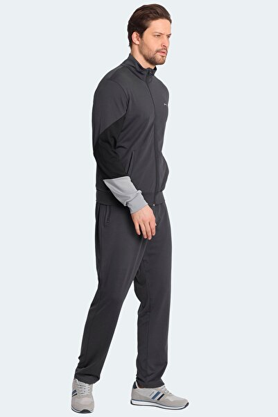Slazenger Casual Men's Tracksuit with Zipper Pockets Dark Gray