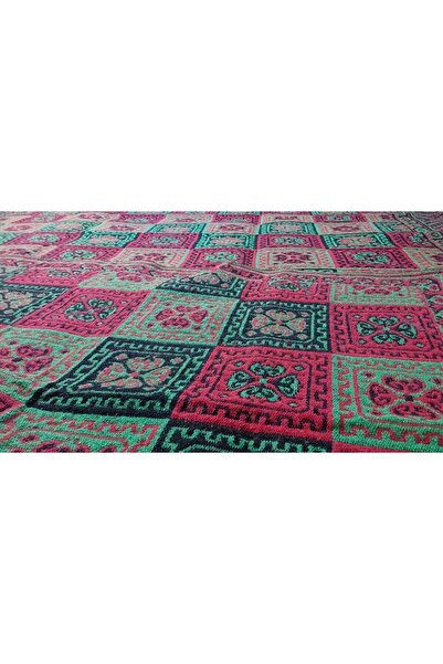 Algelsineve Çift Taraflı 3 Mekik Karo Desen Pamuklu Makine Dokuma Kilim