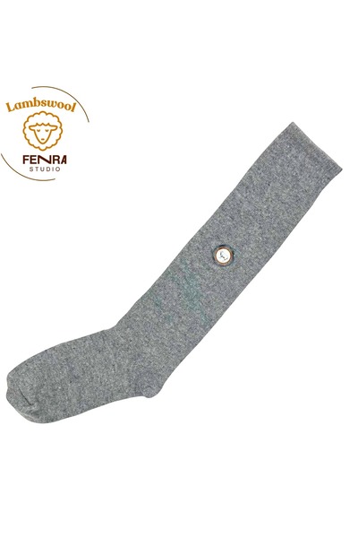 FENRA STUDIO Women's Winter Thermal Wool Warm Lambswool Knee-High Gray Socks
