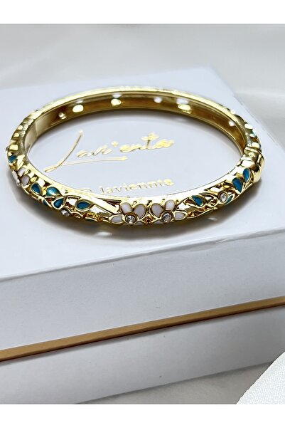 Lavienta Gold Enamel Handcuff Bracelet