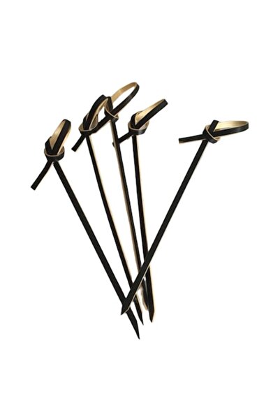 OEM Scobitori VERSAGO cu nod pentru cocktailuri, aperitive, gustări, finger food, negre, 100 buc, 9 cm
