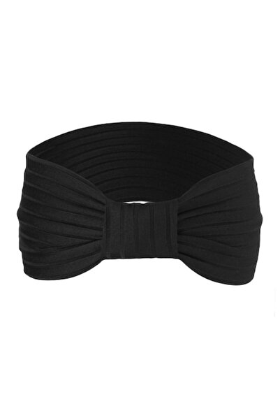 MYONNA IT & E- COMMERCE Bentiță de păr cu nervuri pentru femei, lățime 9 cm, neagră