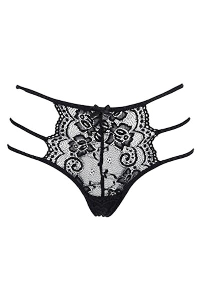 SHOPIENS Women's Lace String Panty, Black, Triple Tie, One Size - MYONNA