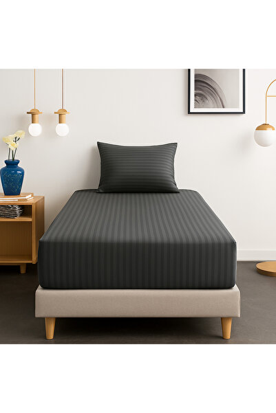 Skyrose Striped Satin Fitted Sheet Set, Hotel and Home Textile, with 3 different Size Options, Dowry Box, Eco