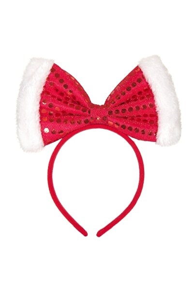 ANTBRO Bentiță de Crăciun, Fundă Roșie, Paiete, 20x3x23 cm, Poliester