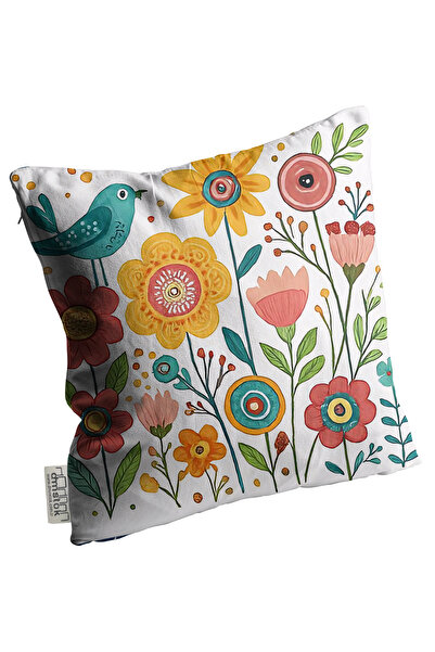 LOVER Decorative Bird Throw Pillow Cover Floral Pattern Reversible Digital Printing Pillowcase 4Pcs