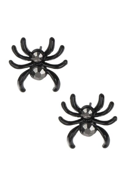 SHOPIENS Cercei cu șurub în formă de păianjen de Halloween, negri cu strasuri - MYONNA