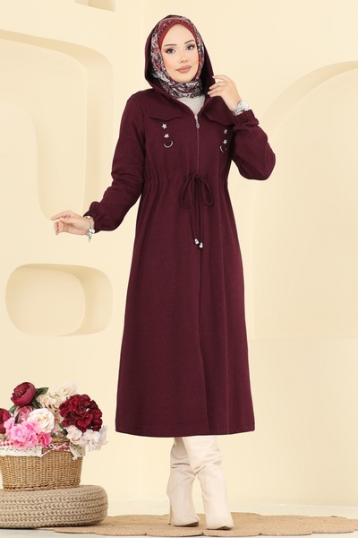 ModaMerve Yıldız Aksesuarlı Tivit Kap 467DVL817-MS Bordo