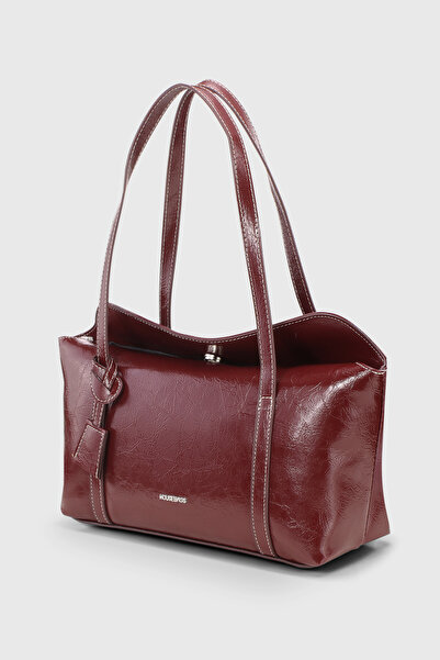 Housebags Rugan Bordo Kapaklı Bowling Omuz Çantası 270